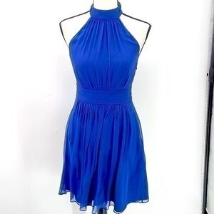 UEC Marciano risk blue fit n flare halter neck silk dress size XS